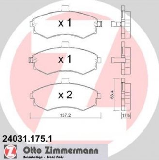 Гальмівні колодки, дискове гальмо (набір) ZIMMERMANN 24031.175.1
