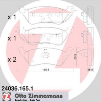 Гальмівні колодки, дискове гальмо (набір) ZIMMERMANN 240361651