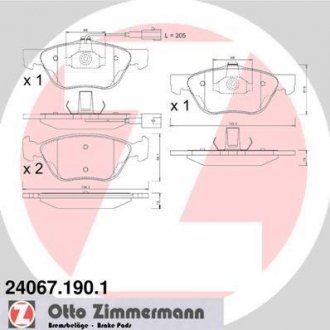 Комплект тормозных колодок. ZIMMERMANN 24067.190.1
