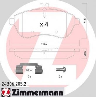 Колодки тормозные ZIMMERMANN 243062052 (фото 1)