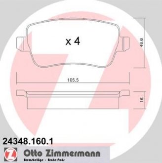 Комплект тормозных колодок. ZIMMERMANN 24348.160.1 (фото 1)