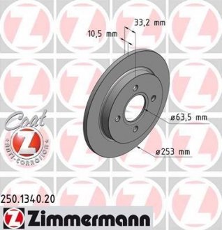 Гальмівний диск ZIMMERMANN 250.1340.20 (фото 1)