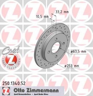 Тормозной диск ZIMMERMANN 250.1340.52 (фото 1)