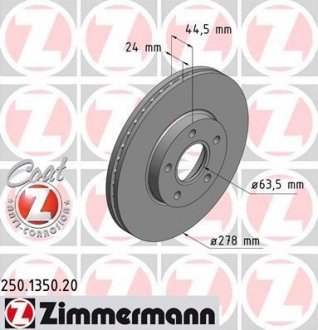 Гальмівний диск ZIMMERMANN 250135020