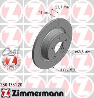 Тормозной диск ZIMMERMANN 250.1351.20 (фото 1)