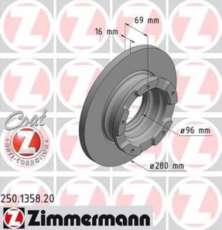 Гальмівний диск ZIMMERMANN 250135820