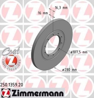 Гальмівний диск ZIMMERMANN 250135920