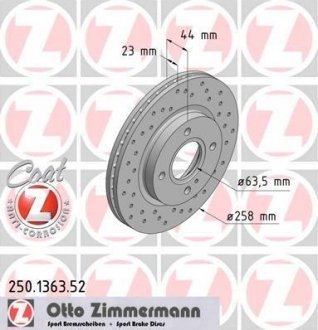 Гальмівний диск ZIMMERMANN 250.1363.52 (фото 1)