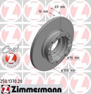 Тормозной диск ZIMMERMANN 250.1370.20 (фото 1)