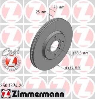 Тормозной диск ZIMMERMANN 250.1374.20 (фото 1)