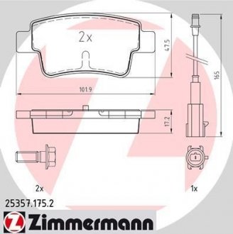 Фото автозапчасти комплект тормозных колодок. ZIMMERMANN 25357.175.2