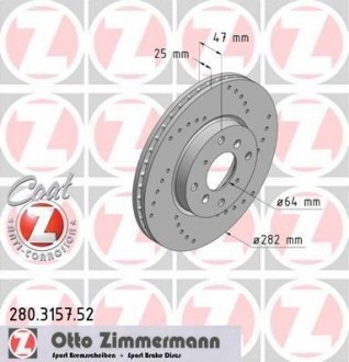 Гальмівний диск ZIMMERMANN 280315752 (фото 1)