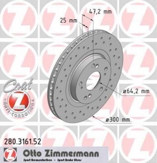 Гальмівний диск ZIMMERMANN 280.3161.52 (фото 1)