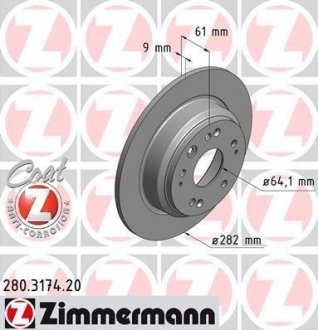 Гальмівний диск ZIMMERMANN 280.3174.20 (фото 1)