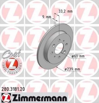 Гальмівний диск ZIMMERMANN 280.3181.20 (фото 1)