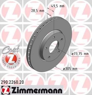 Гальмівний диск ZIMMERMANN 290.2260.20 (фото 1)