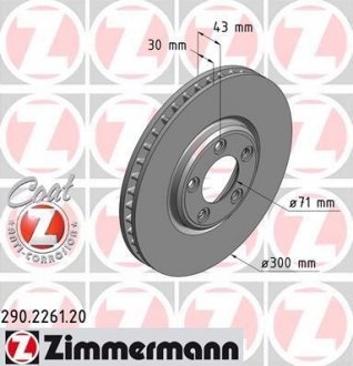Тормозной диск ZIMMERMANN 290.2261.20 (фото 1)