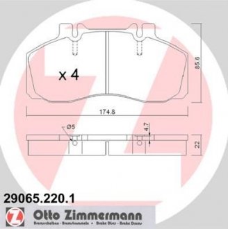 Комплект тормозных колодок, дисковый тормоз ZIMMERMANN 290652201 (фото 1)