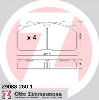 Комплект тормозных колодок, дисковый тормоз ZIMMERMANN 290882601 (фото 1)