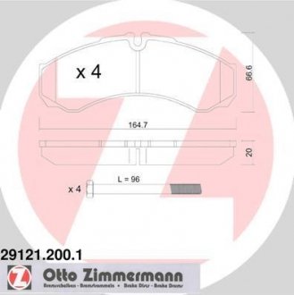 Комплект тормозных колодок, дисковый тормоз ZIMMERMANN 29121.200.1 (фото 1)