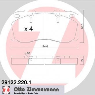Комплект тормозных колодок, дисковый тормоз ZIMMERMANN 291222201