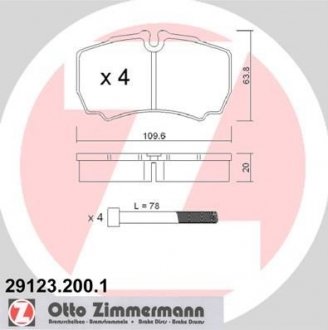 Комплект тормозных колодок, дисковый тормоз ZIMMERMANN 29123.200.1 (фото 1)
