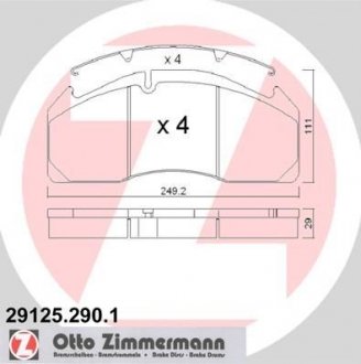Комплект тормозных колодок, дисковый тормоз ZIMMERMANN 29125.290.1 (фото 1)