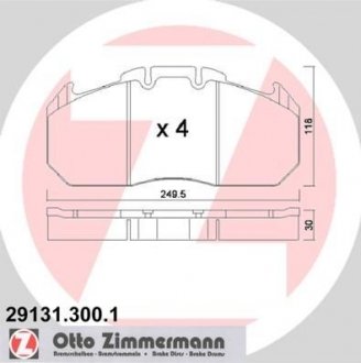Комплект тормозных колодок, дисковый тормоз ZIMMERMANN 29131.300.1 (фото 1)