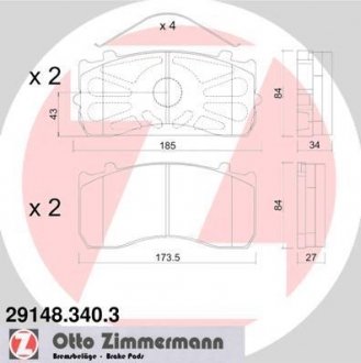Комплект тормозных колодок, дисковый тормоз ZIMMERMANN 291483403 (фото 1)