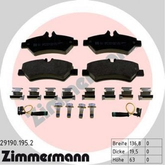 Комплект тормозных колодок, дисковый тормоз ZIMMERMANN 29190.195.2