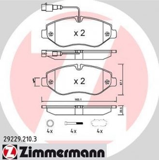 Комплект тормозных колодок, дисковый тормоз ZIMMERMANN 29229.210.3 (фото 1)