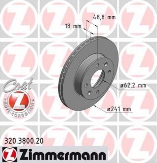 Гальмівний диск ZIMMERMANN 320.3800.20 (фото 1)