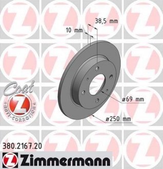 Тормозной диск ZIMMERMANN 380.2167.20 (фото 1)