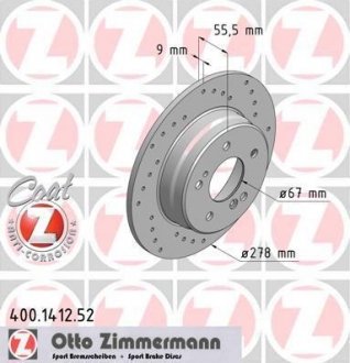 Тормозной диск ZIMMERMANN 400.1412.52 (фото 1)