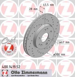 Гальмівний диск ZIMMERMANN 400141952