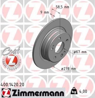Гальмівний диск ZIMMERMANN 400142020