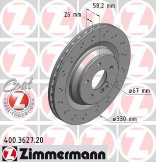 Тормозной диск ZIMMERMANN 400.3627.20 (фото 1)