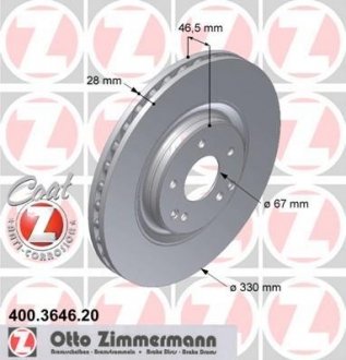 Тормозной диск ZIMMERMANN 400.3646.20 (фото 1)