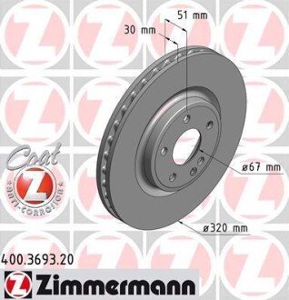 Фото автозапчасти гальмiвнi диски переднi ZIMMERMANN 400369320