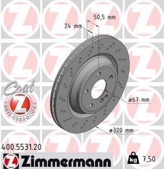 Фото автозапчасти диск гальмівний MERCEDES R231 SL-KLASA 12- TY£ ZIMMERMANN 400553120