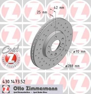 Тормозной диск ZIMMERMANN 430.1473.52 (фото 1)