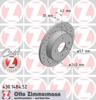 Тормозной диск ZIMMERMANN 430.1484.52 (фото 1)