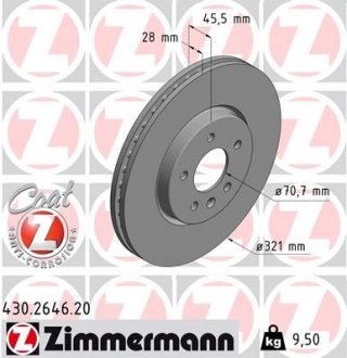 Гальмiвнi диски переднi ZIMMERMANN 430264620 (фото 1)