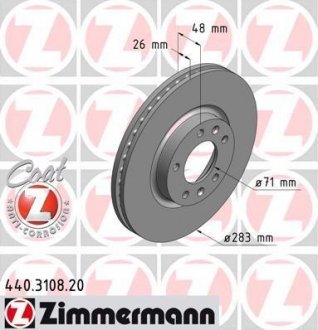 Фото автозапчасти тормозной диск ZIMMERMANN 440.3108.20