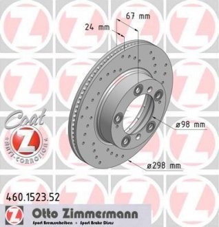 Тормозной диск ZIMMERMANN 460.1523.52