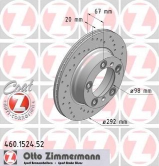 Гальмівний диск ZIMMERMANN 460.1524.52 (фото 1)