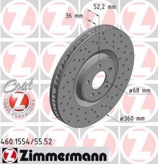 Тормозной диск ZIMMERMANN 460.1555.52 (фото 1)