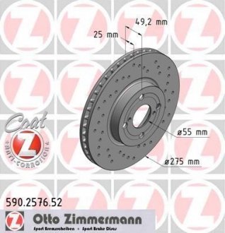 Гальмівний диск ZIMMERMANN 590.2576.52 (фото 1)