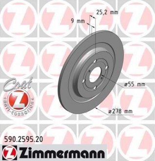 Гальмівний диск ZIMMERMANN 590.2595.20 (фото 1)