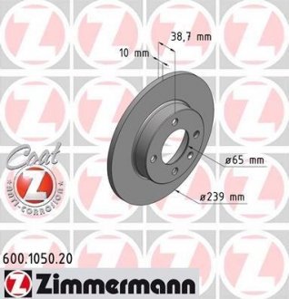 Тормозной диск ZIMMERMANN 600.1050.20 (фото 1)